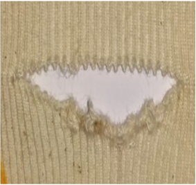 Press-off defect of knitted fabrics